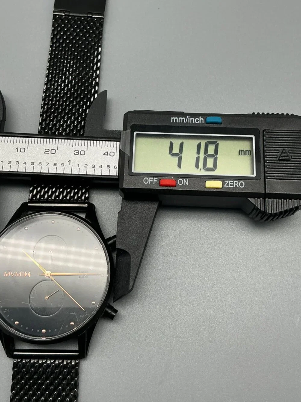 MVMT Voyager Black Rose Watch Men 42mm Dual Time Zone Mesh Band New Battery